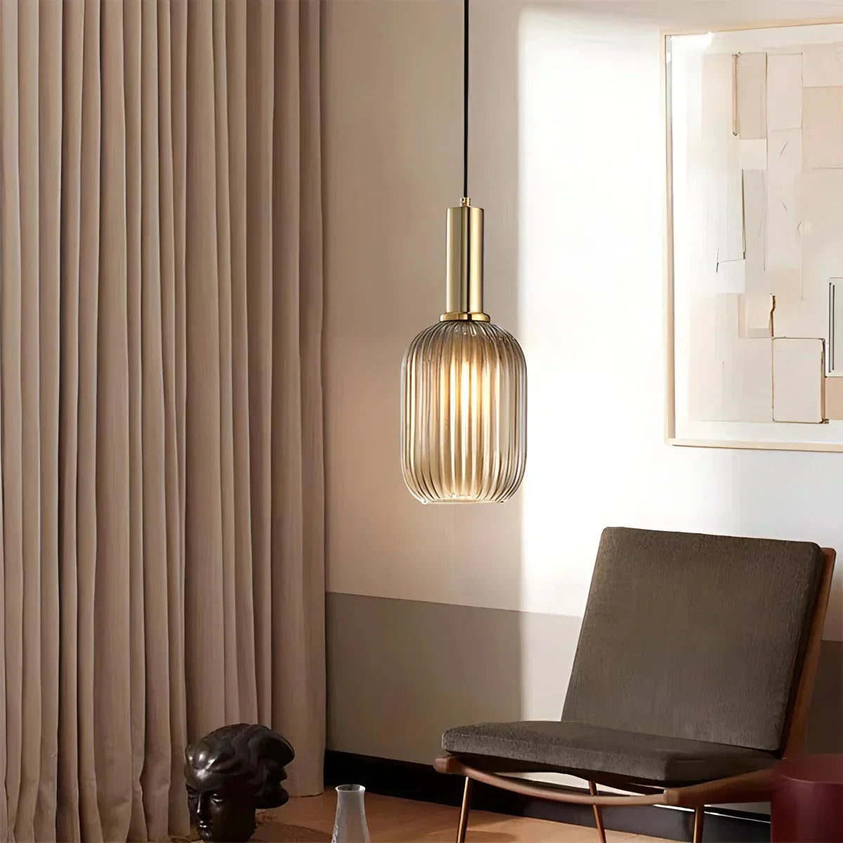 Nordic Vintage Glass Striped Pendeant Light - Orntli