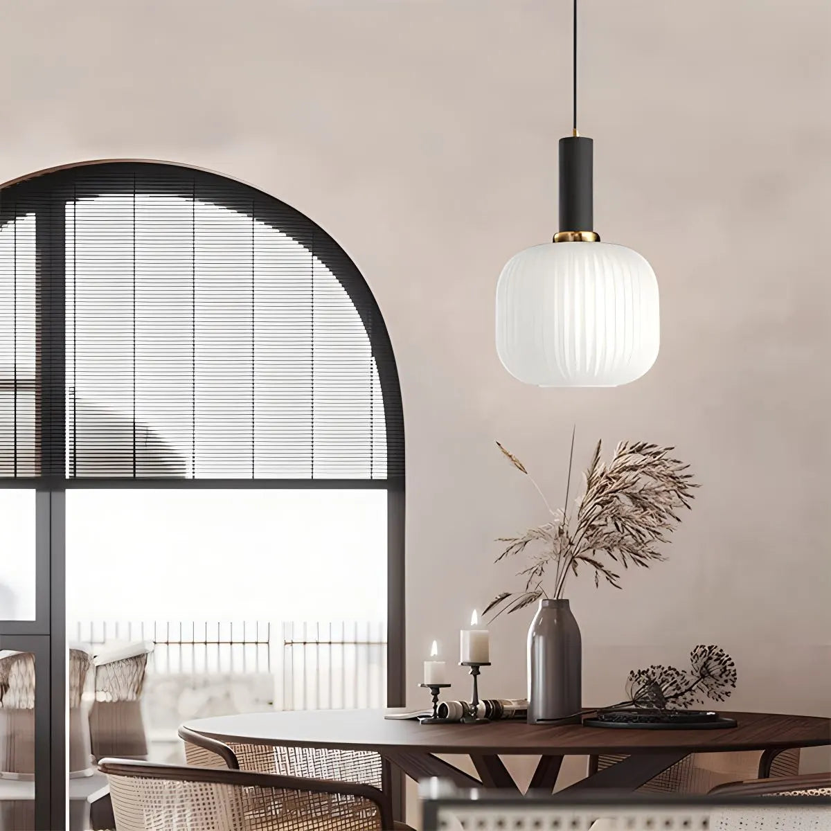 Nordic Vintage Glass Striped Pendeant Light - Orntli