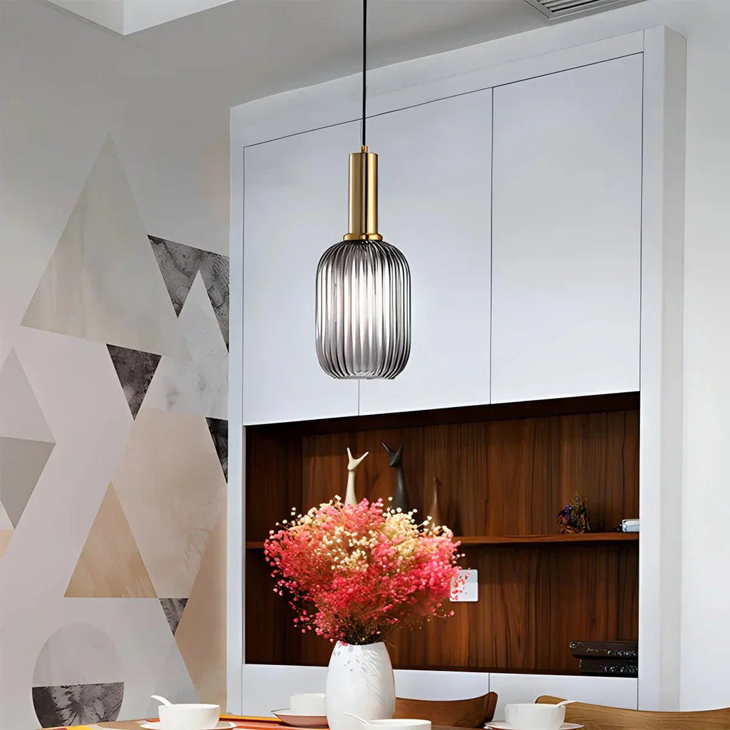 Nordic Vintage Glass Striped Pendeant Light - Orntli