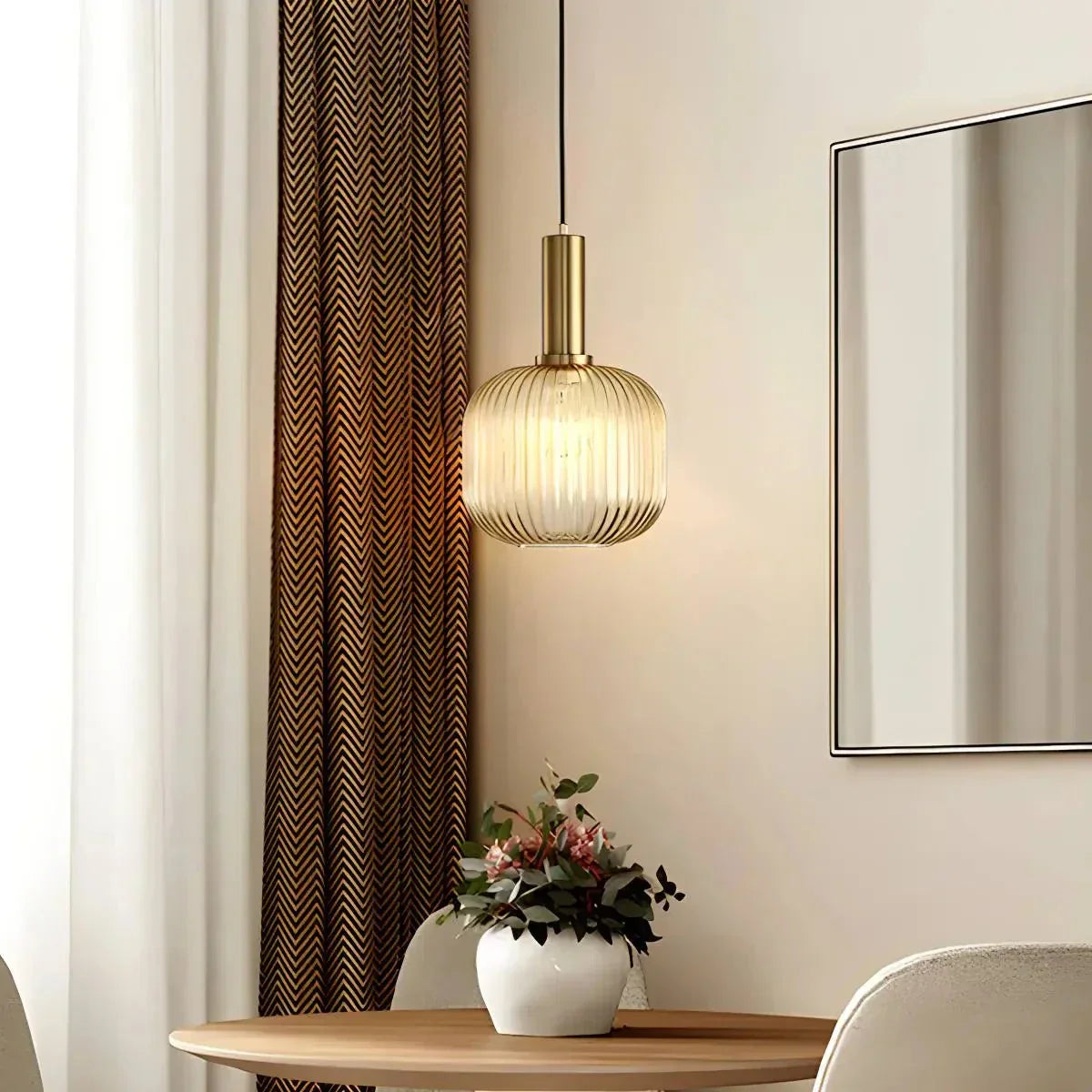 Nordic Vintage Glass Striped Pendeant Light - Orntli
