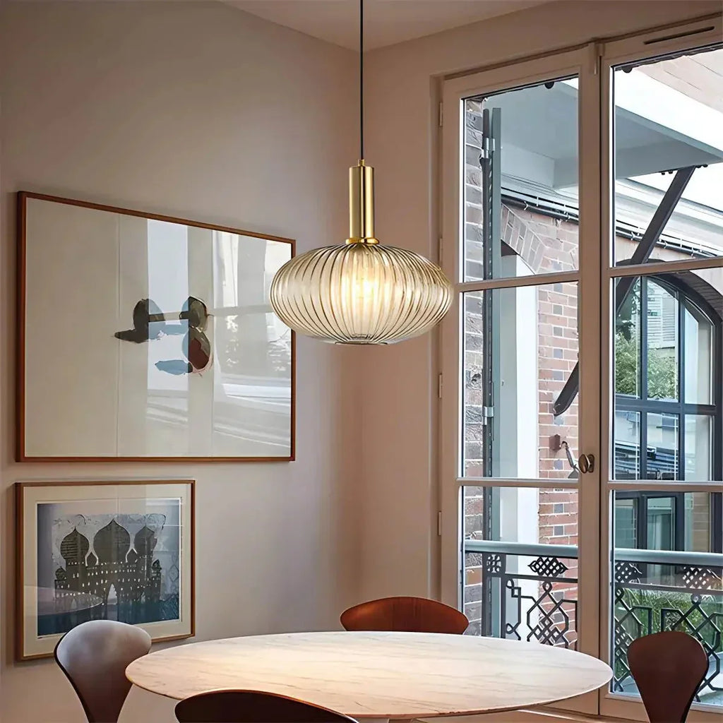 Nordic Vintage Glass Striped Pendeant Light - Orntli
