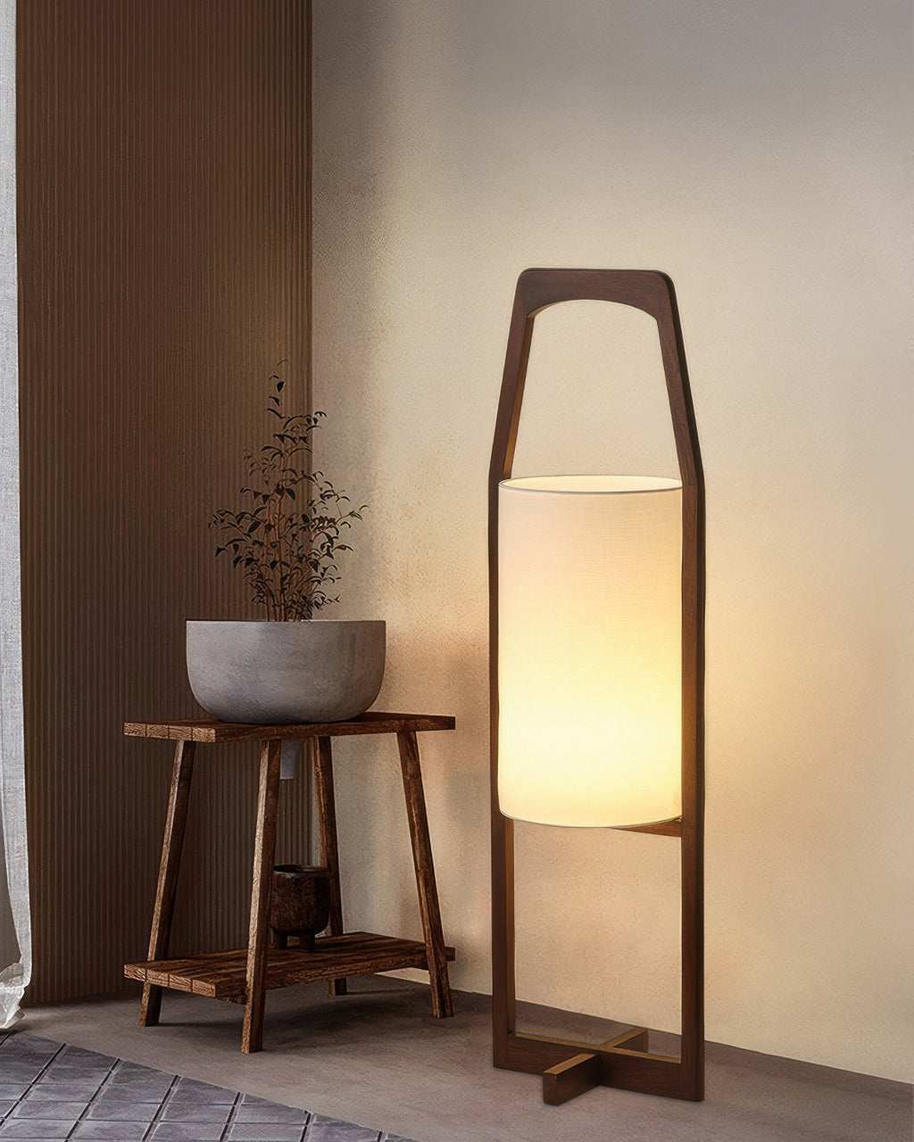 Japansk trægulvlampe retro zen