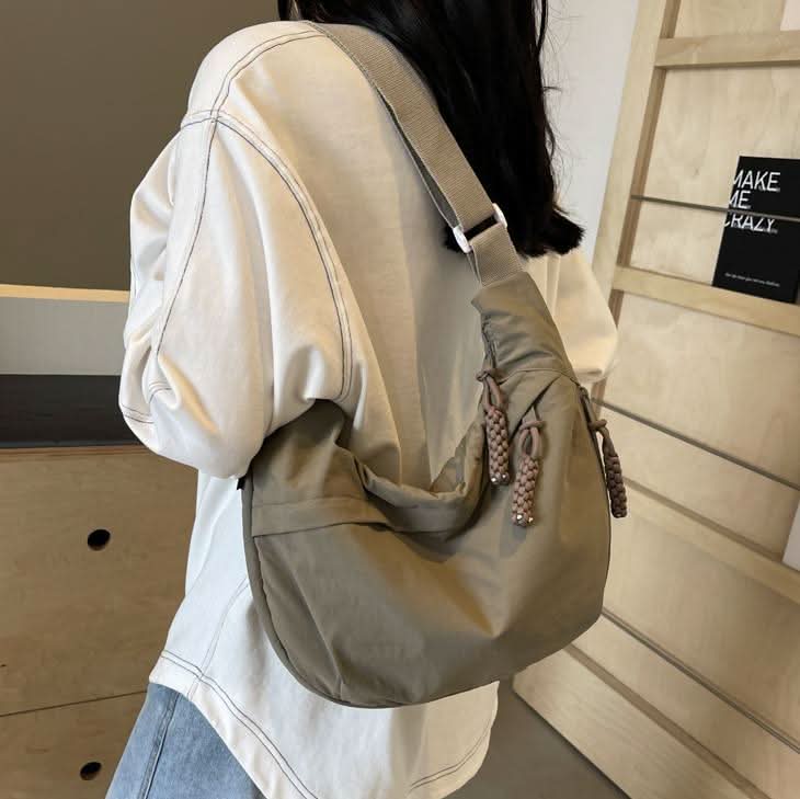 Borsa a Spalla Organizzata in Nylon Quotidiana per Lavoro e Weekend