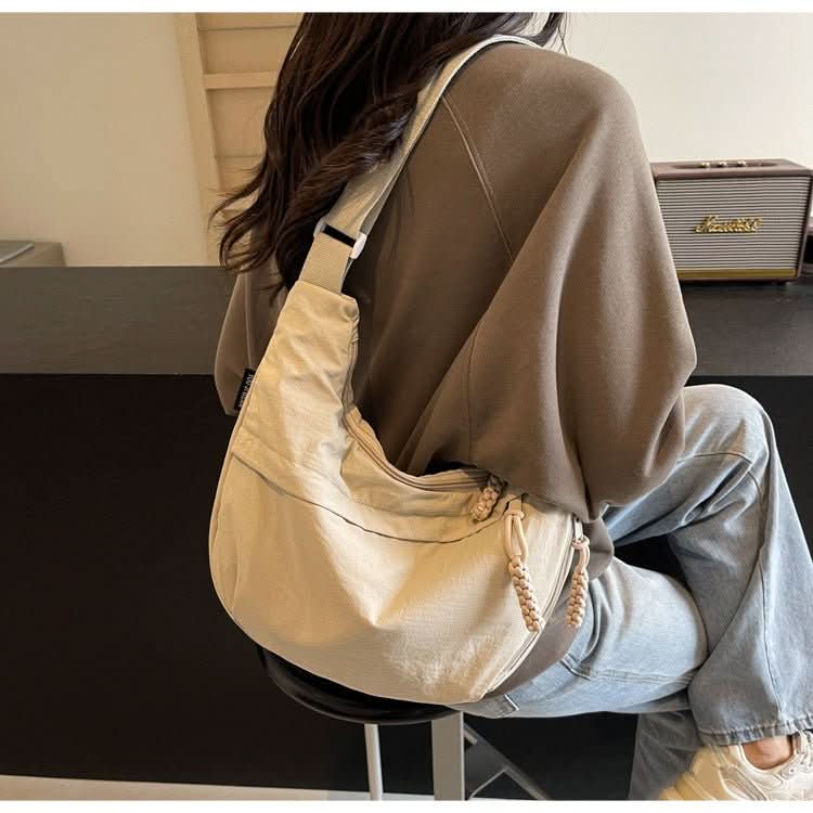 Borsa a Spalla Organizzata in Nylon Quotidiana per Lavoro e Weekend