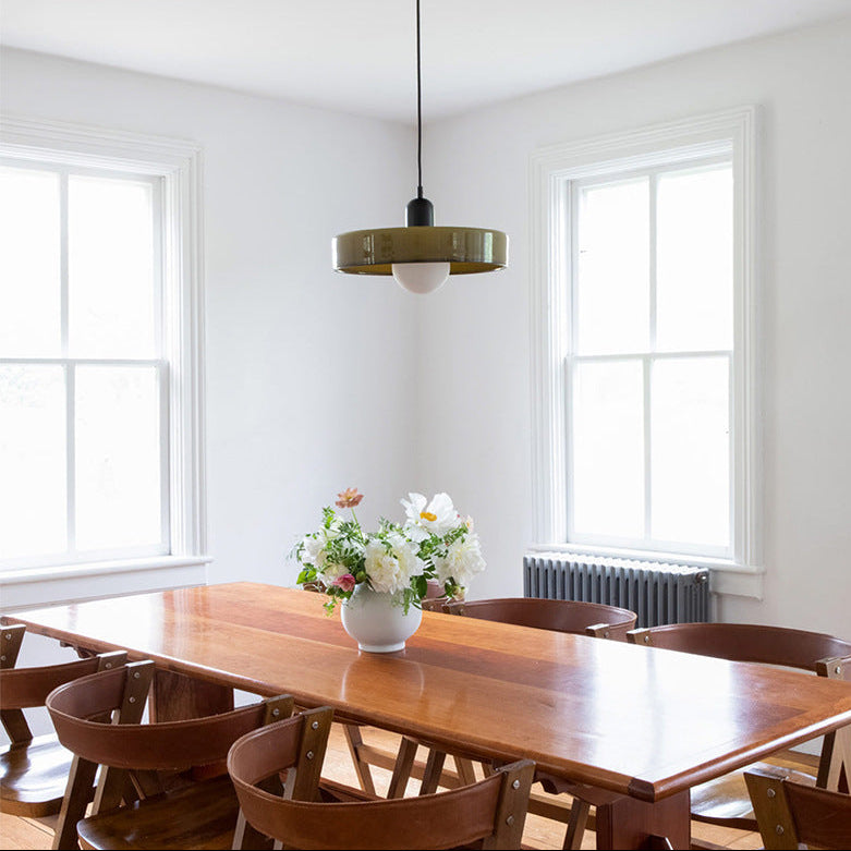Lampa wisząca w stylu Bauhaus ze szklanym kolorowym kloszem, sufitowa oprawa świetlna