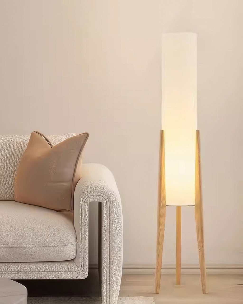 Stojací lampa z ořechového dřeva, umělecká lampa z masivu