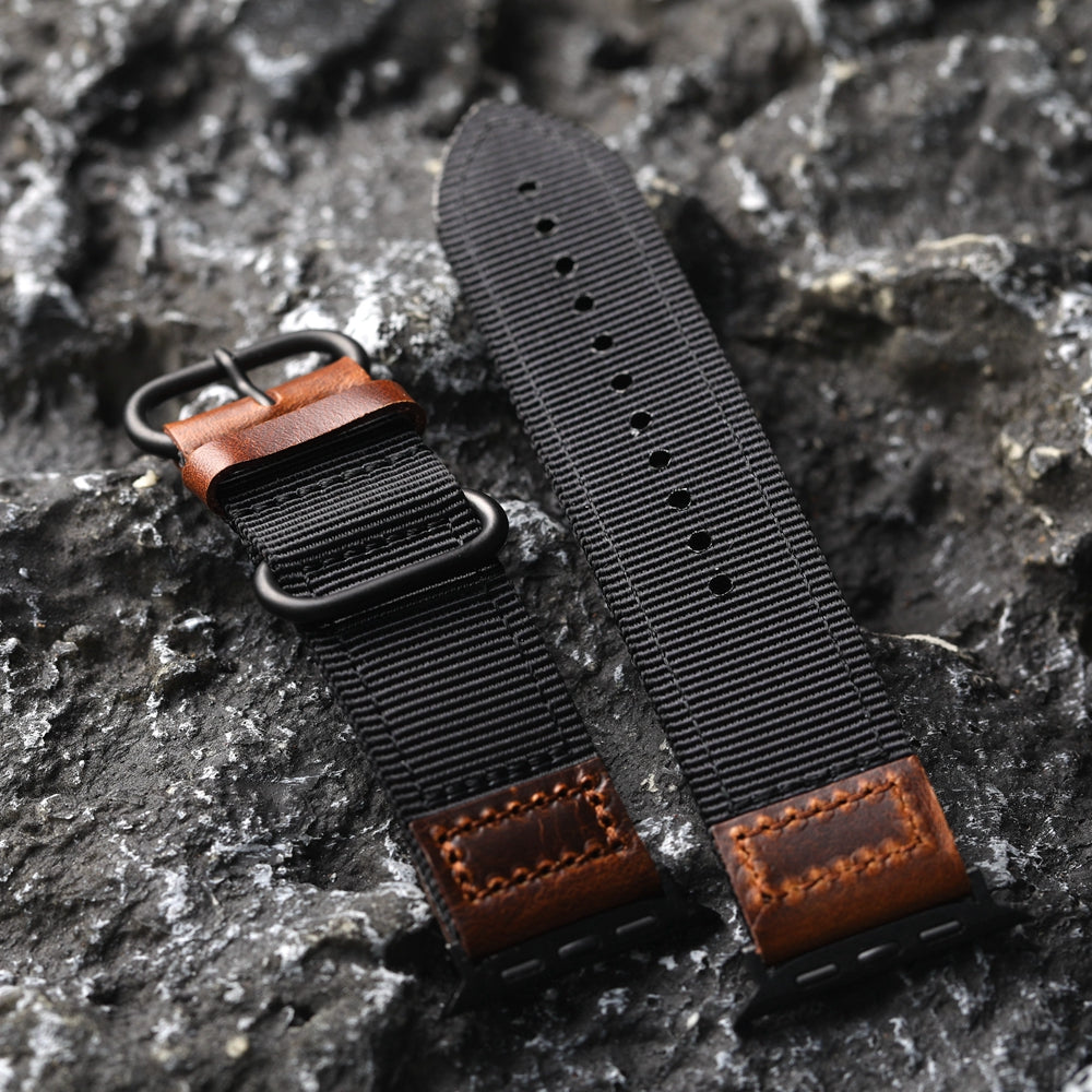 Prémiový ručně vyráběný nylonový kožený řemínek pro Apple Watch
