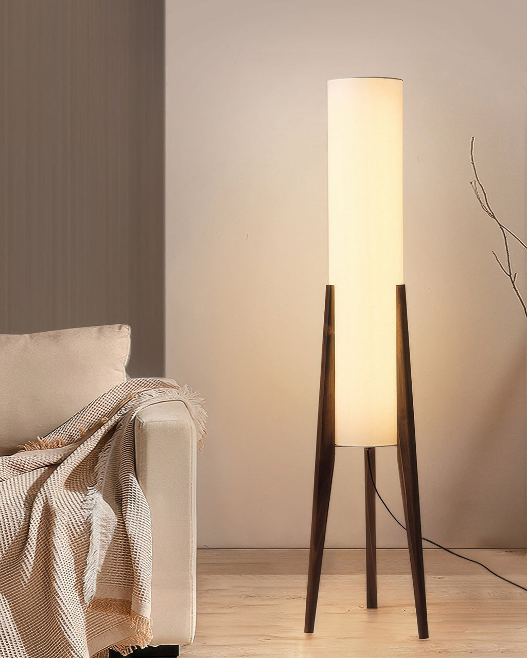Stojací lampa z ořechového dřeva, umělecká lampa z masivu