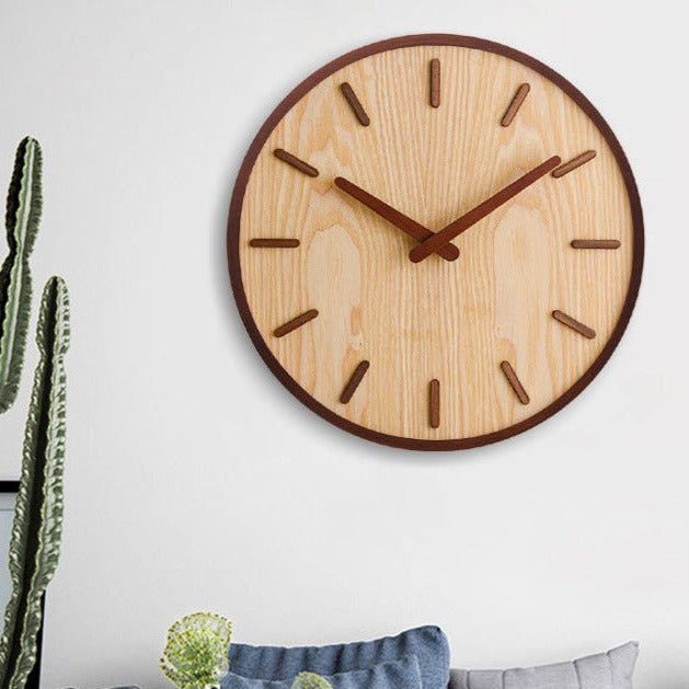 Horloge à piles en bois de noyer massif pour salon