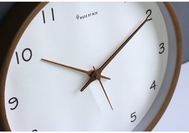 Simple Solid Wood Analogue Wall Clock for Home