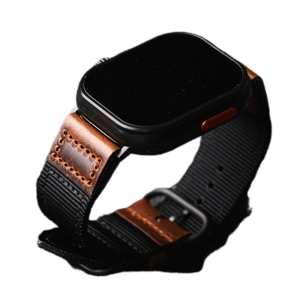 Prémiový ručně vyráběný nylonový kožený řemínek pro Apple Watch