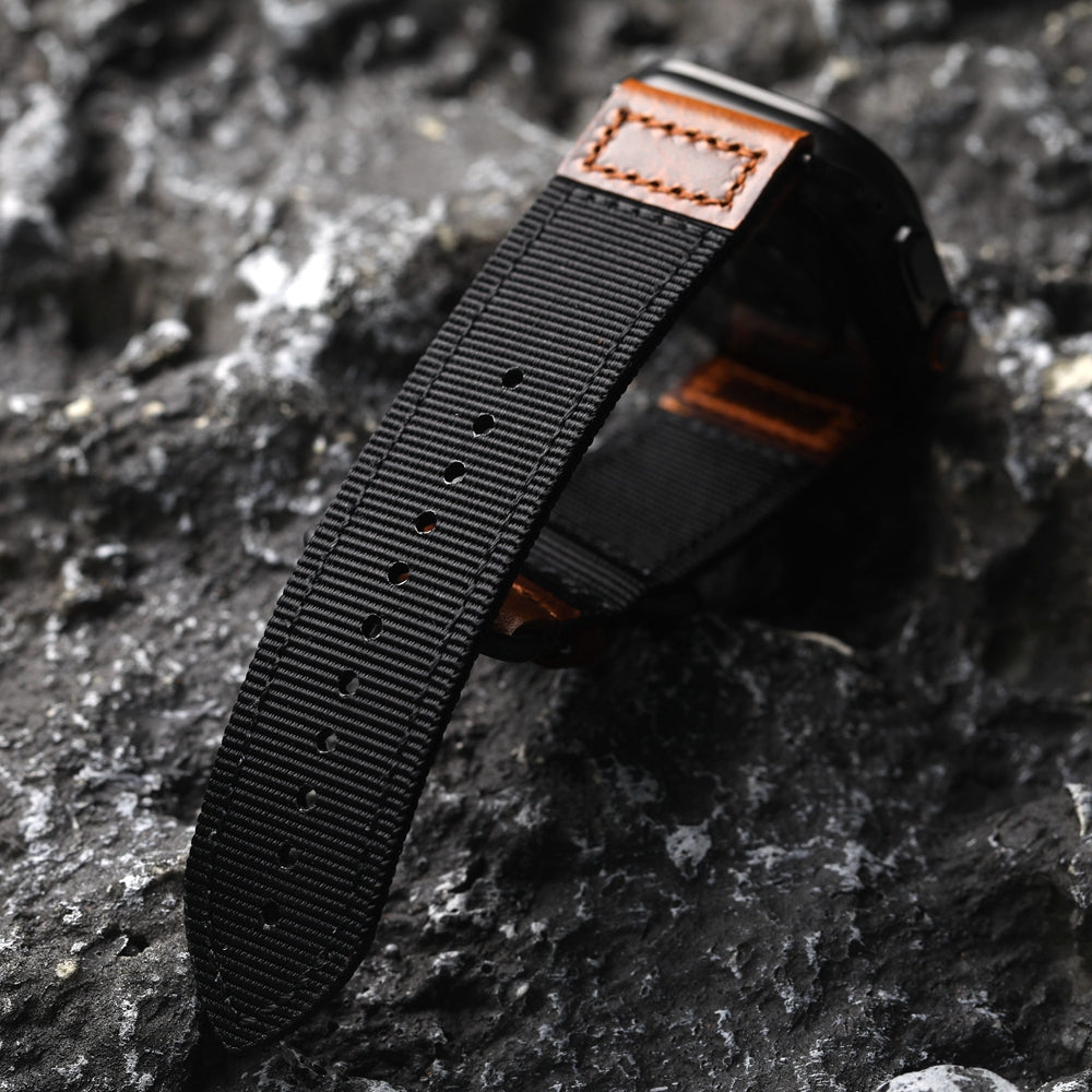 Prémiový ručně vyráběný nylonový kožený řemínek pro Apple Watch