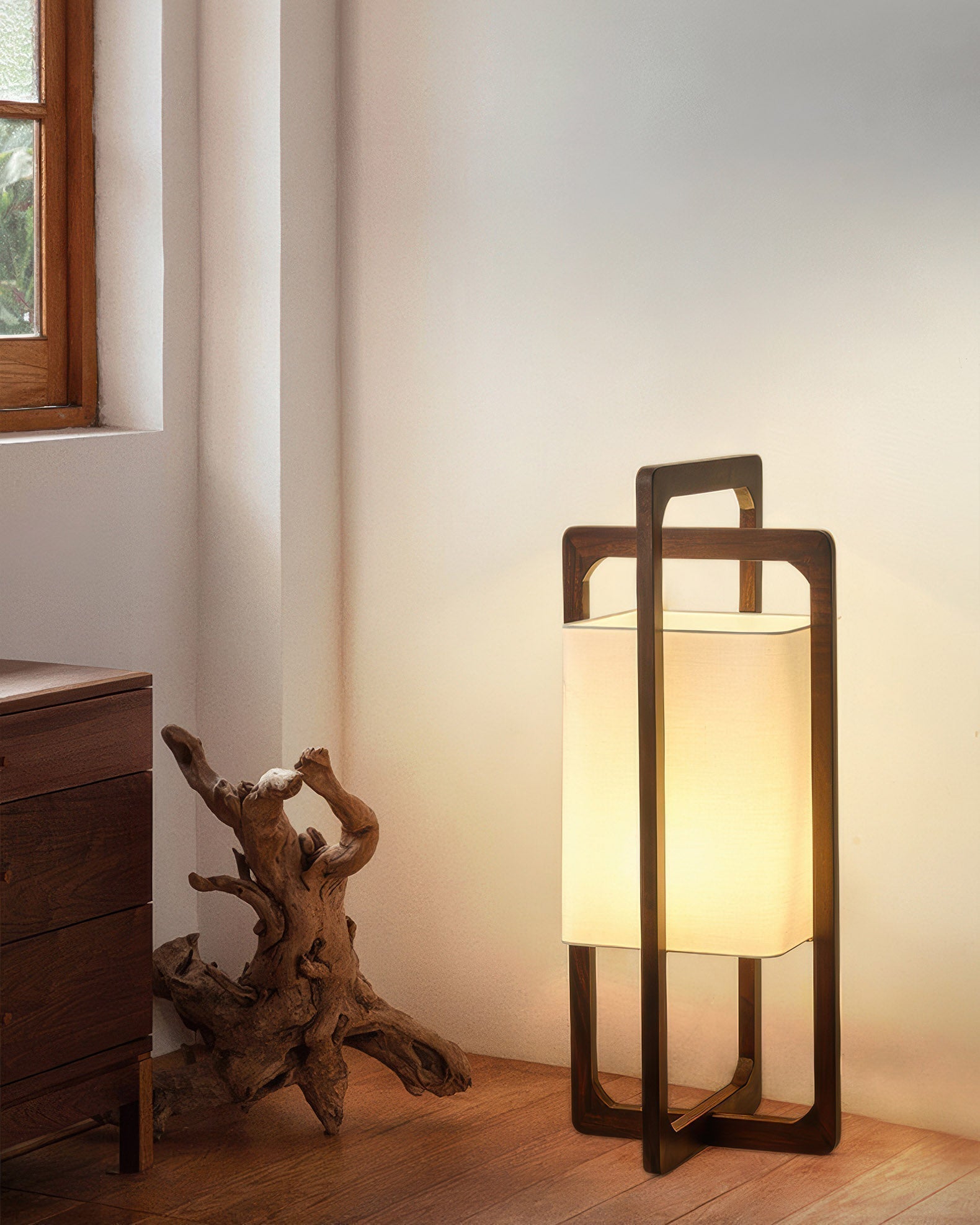 Japansk trægulvlampe retro zen
