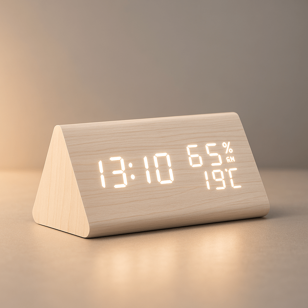 GreenWisp Digital Clock With Temperature Readout And Light Control For Small Rooms