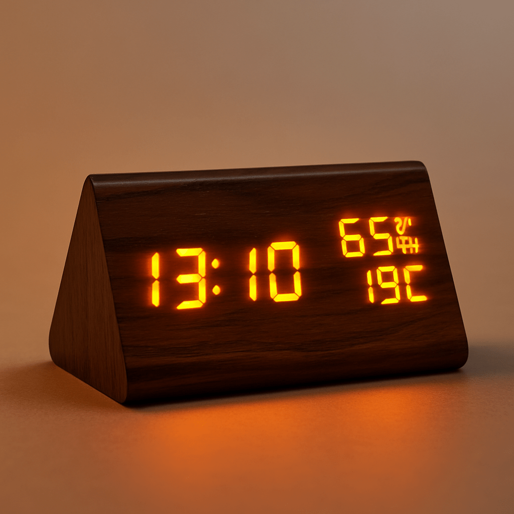 GreenWisp Digital Clock With Temperature Readout And Light Control For Small Rooms