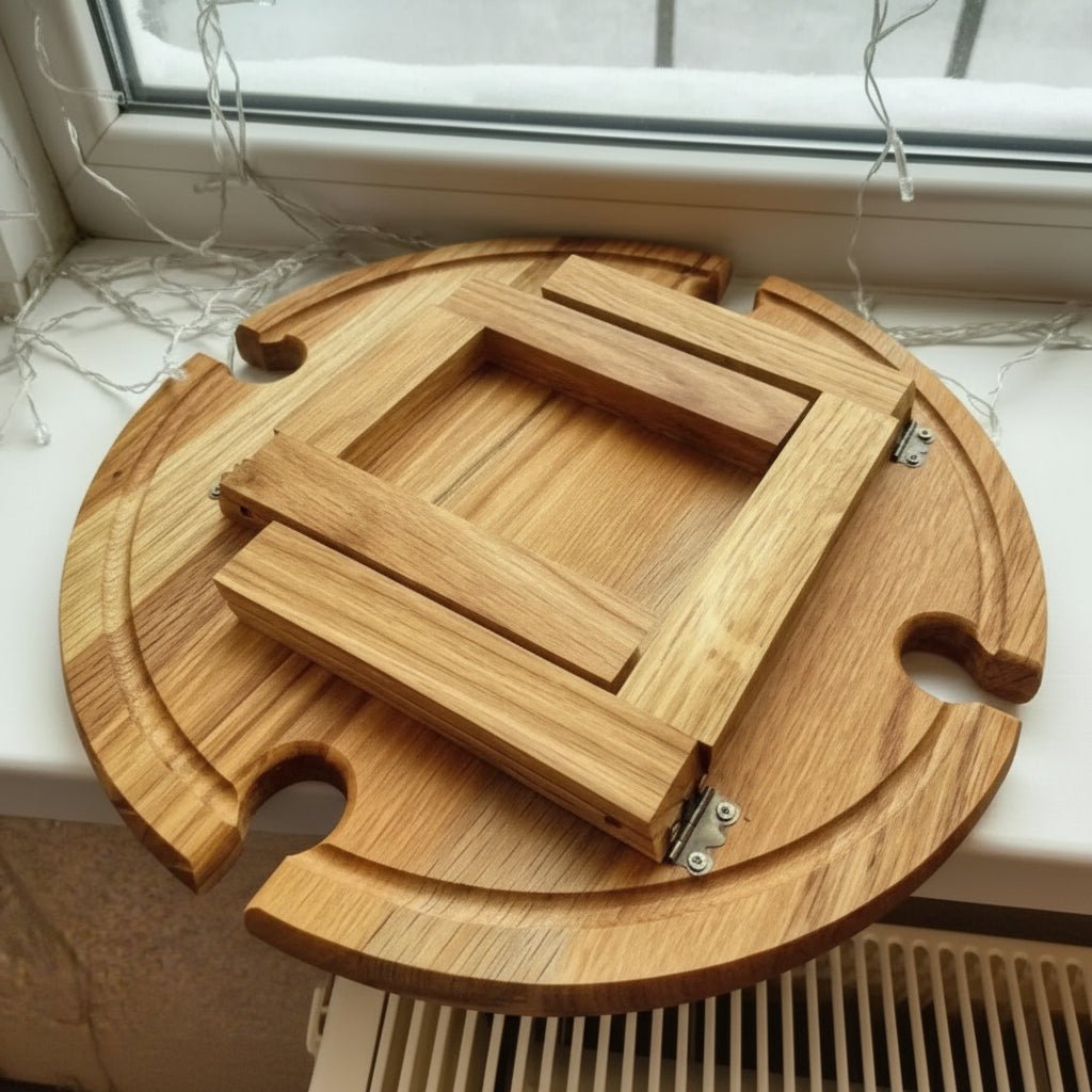 TerraWine Portable Foldable Wooden Picnic Table With Wine Holder
