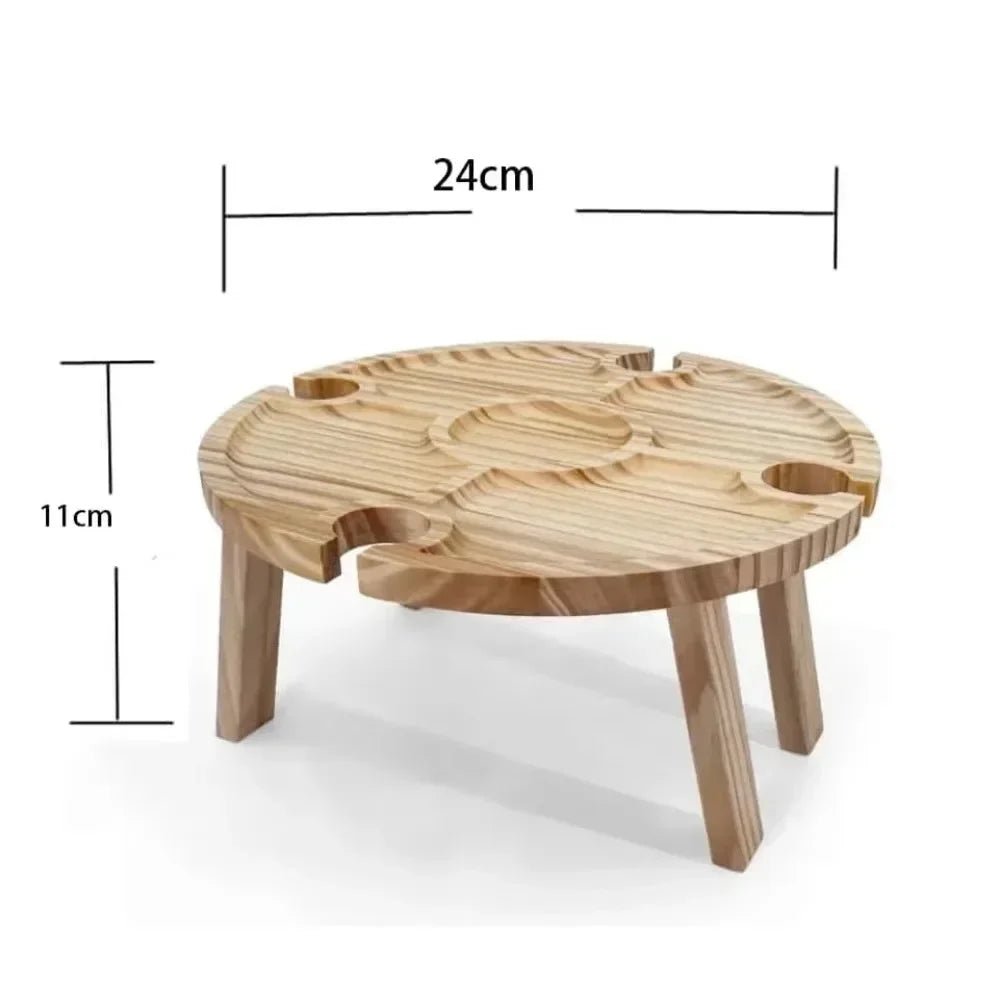 TerraWine Portable Foldable Wooden Picnic Table With Wine Holder