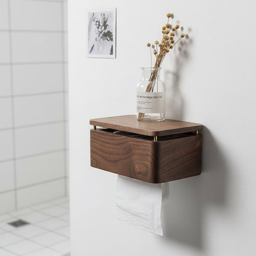 TerraWood Slank Minimalistisk Toalettpapirholder i Tre for Moderne Bad