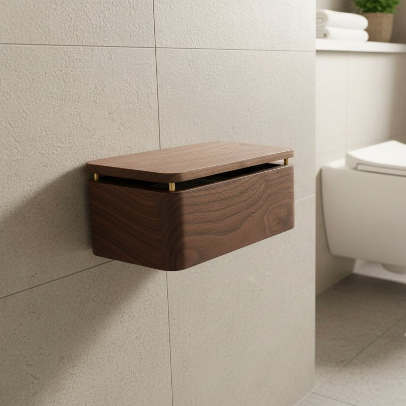 TerraWood Slank Minimalistisk Toalettpapirholder i Tre for Moderne Bad