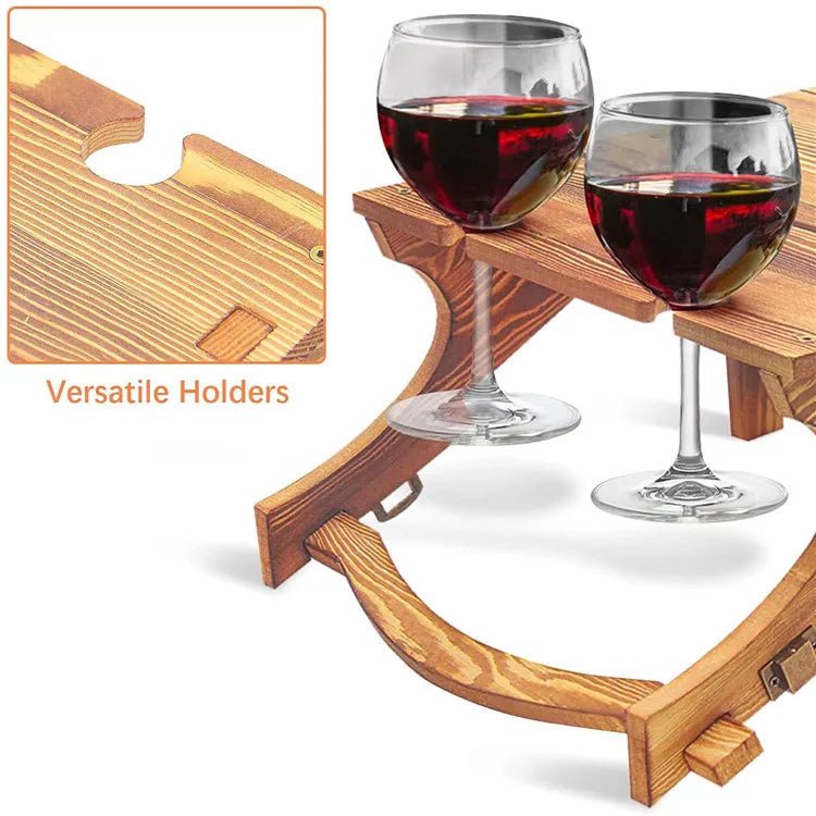 TrailEase kompakt sammenleggbar campingbord med vinglassholder og oppbevaringsplass