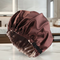 Bonnet de nuit en satin VelvaLux pour la protection des cheveux pendant la nuit et le contrôle des frisottis