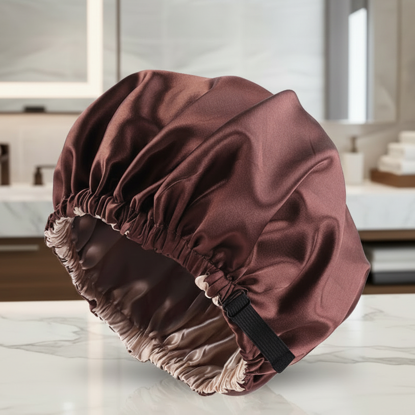 Bonnet de nuit en satin VelvaLux pour la protection des cheveux pendant la nuit et le contrôle des frisottis