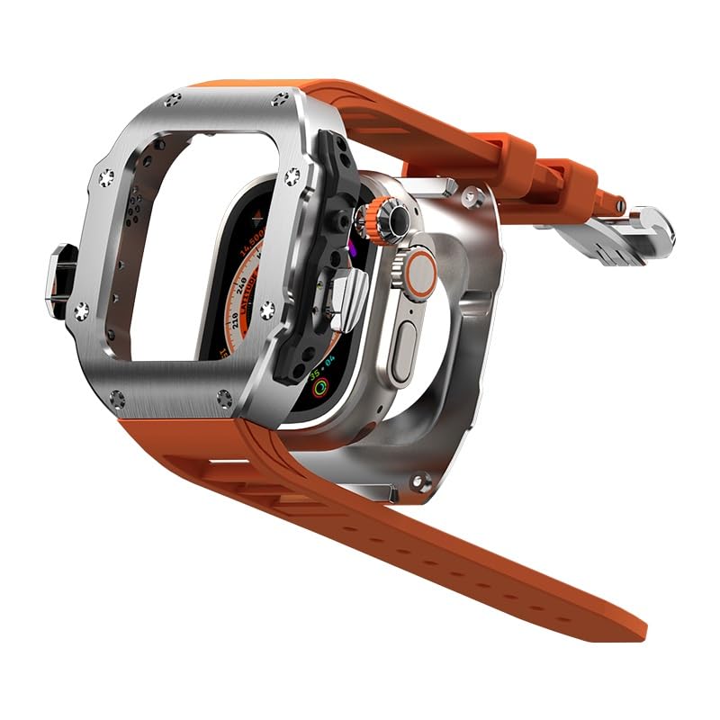 RM Vanguard-serien - Fluororubberrem Rustfrit stål urkasse til Apple Watch Ultra