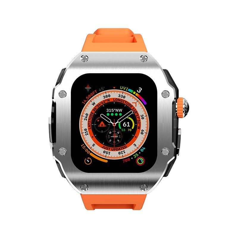 Carcasă cu bandă din fluororubber seria RM Vanguard, realizată din oțel inoxidabil pentru Apple Watch Ultra