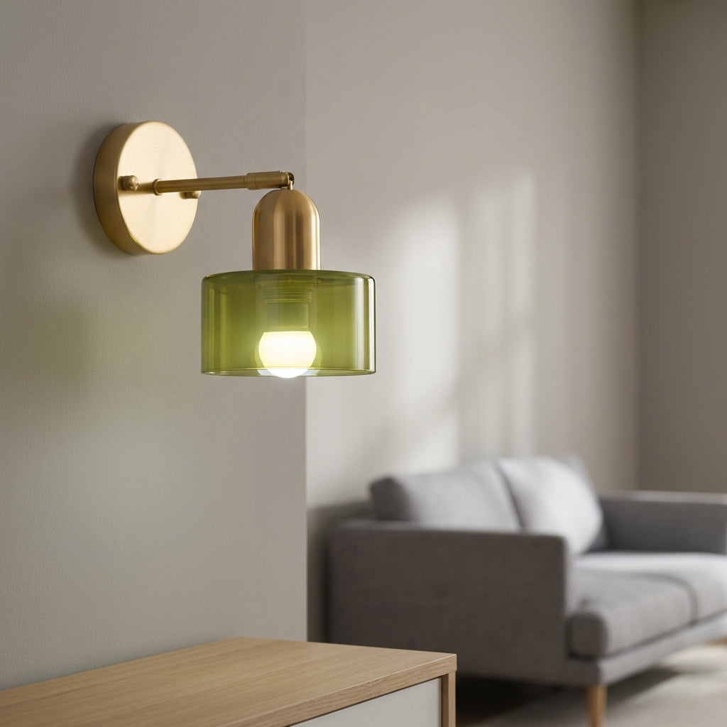 Nova glass vegglampe med grafisk formkunst-design