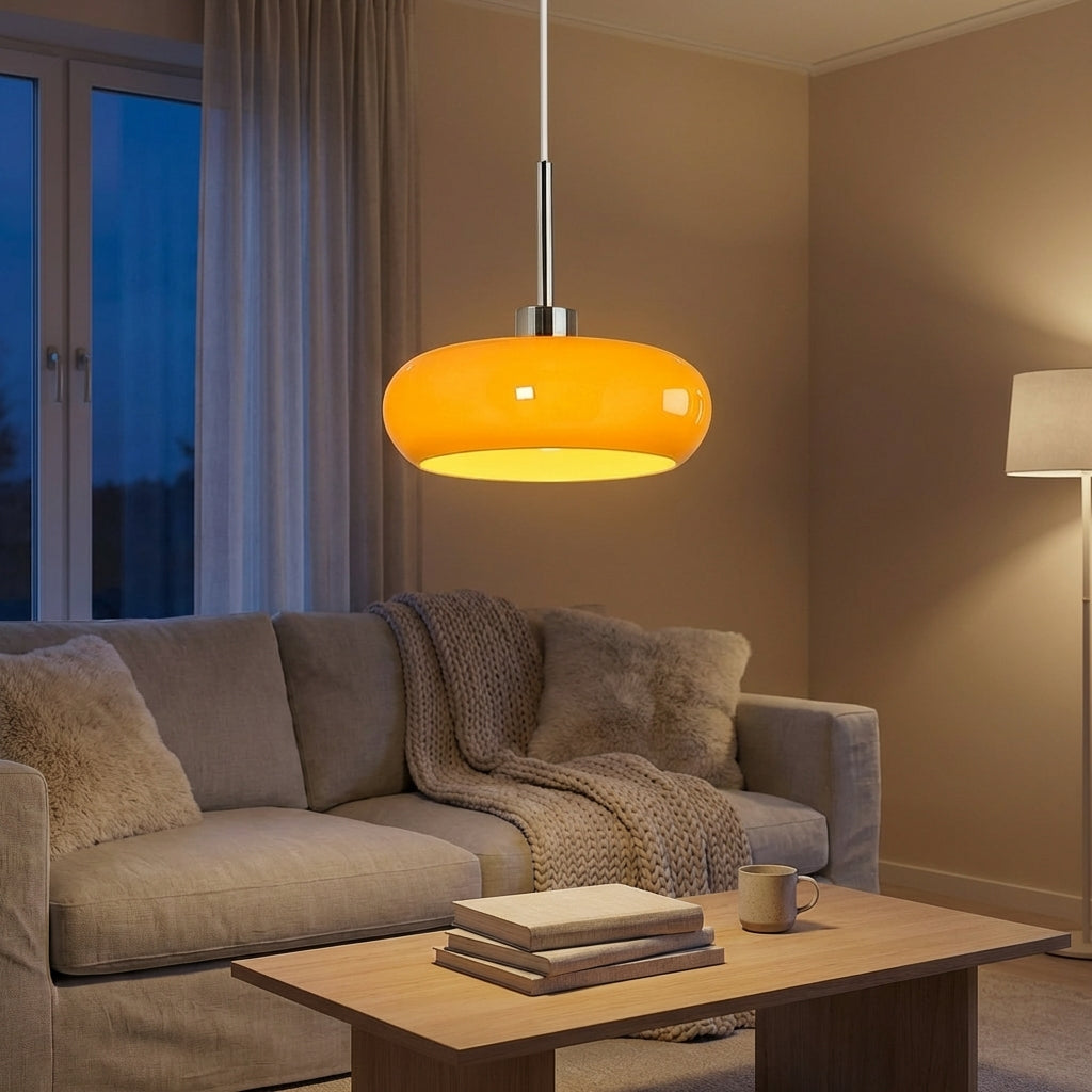 Vero Bauhaus-inspirert pendellampe i glass og metall