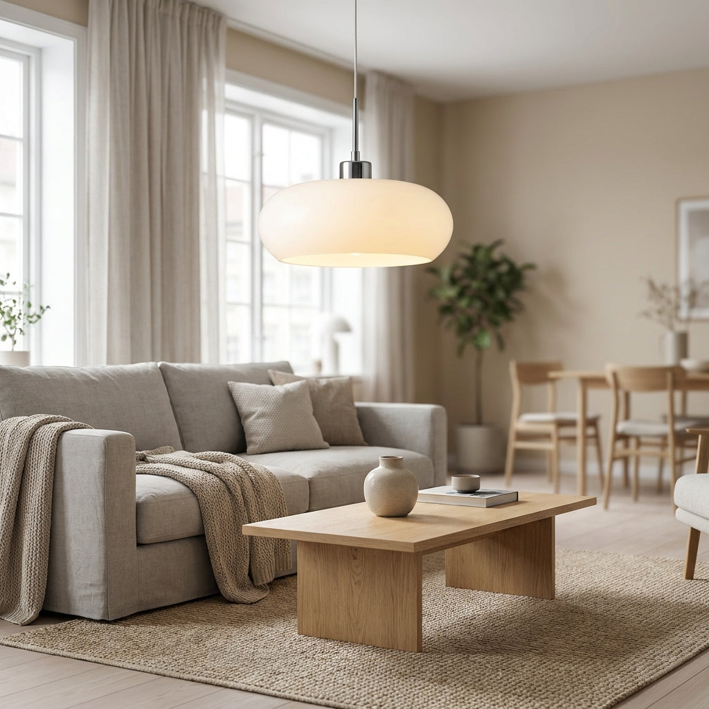 Vero Bauhaus-inspirert pendellampe i glass og metall