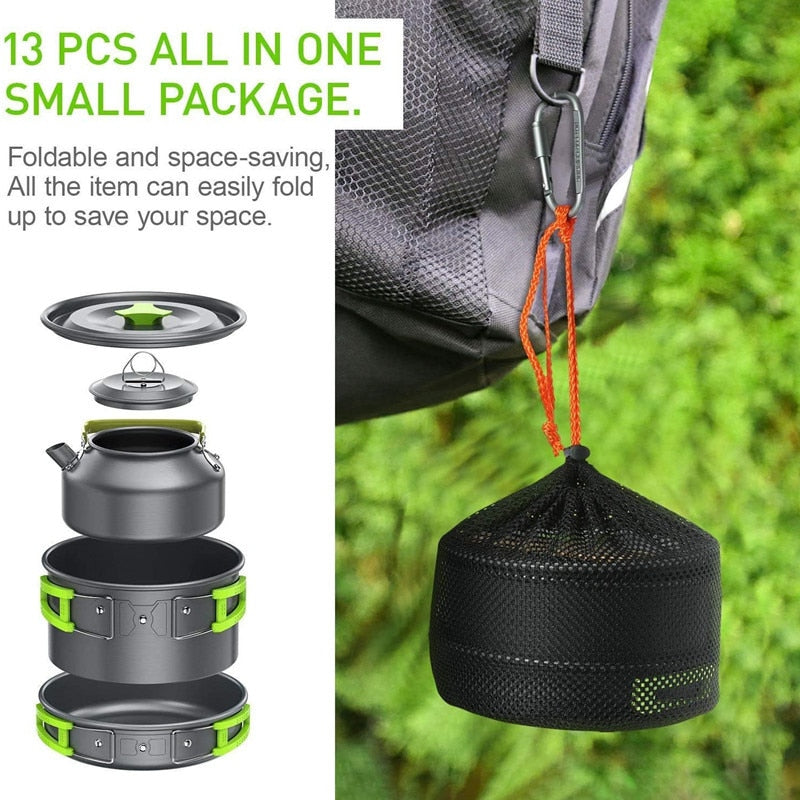 Zestaw naczyń kempingowych Outdoor Essentials do podróży, lekki zestaw do łatwego przygotowywania posiłków
