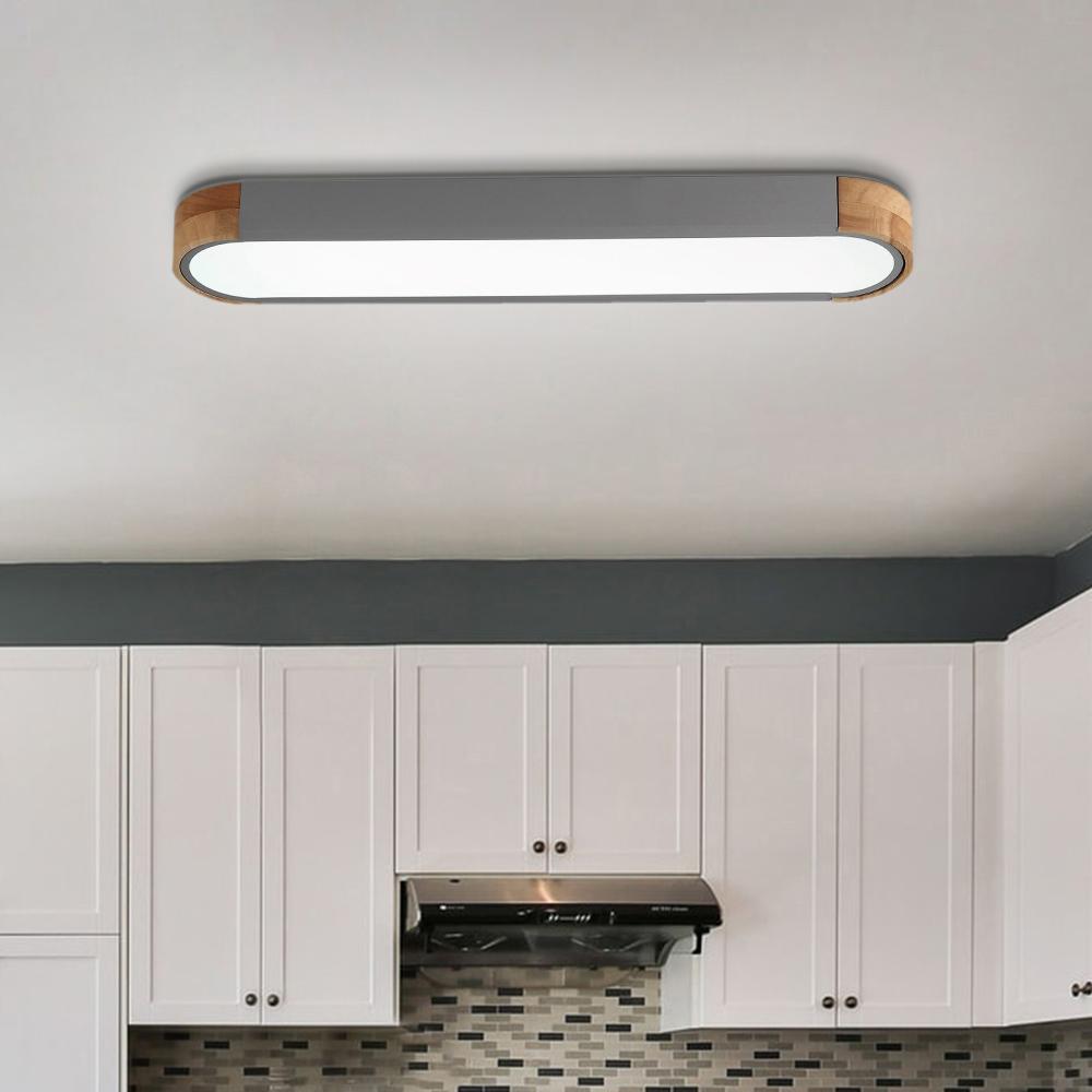Oval innfelt taklampe for stue | Dimmbar LED med tre-detalj