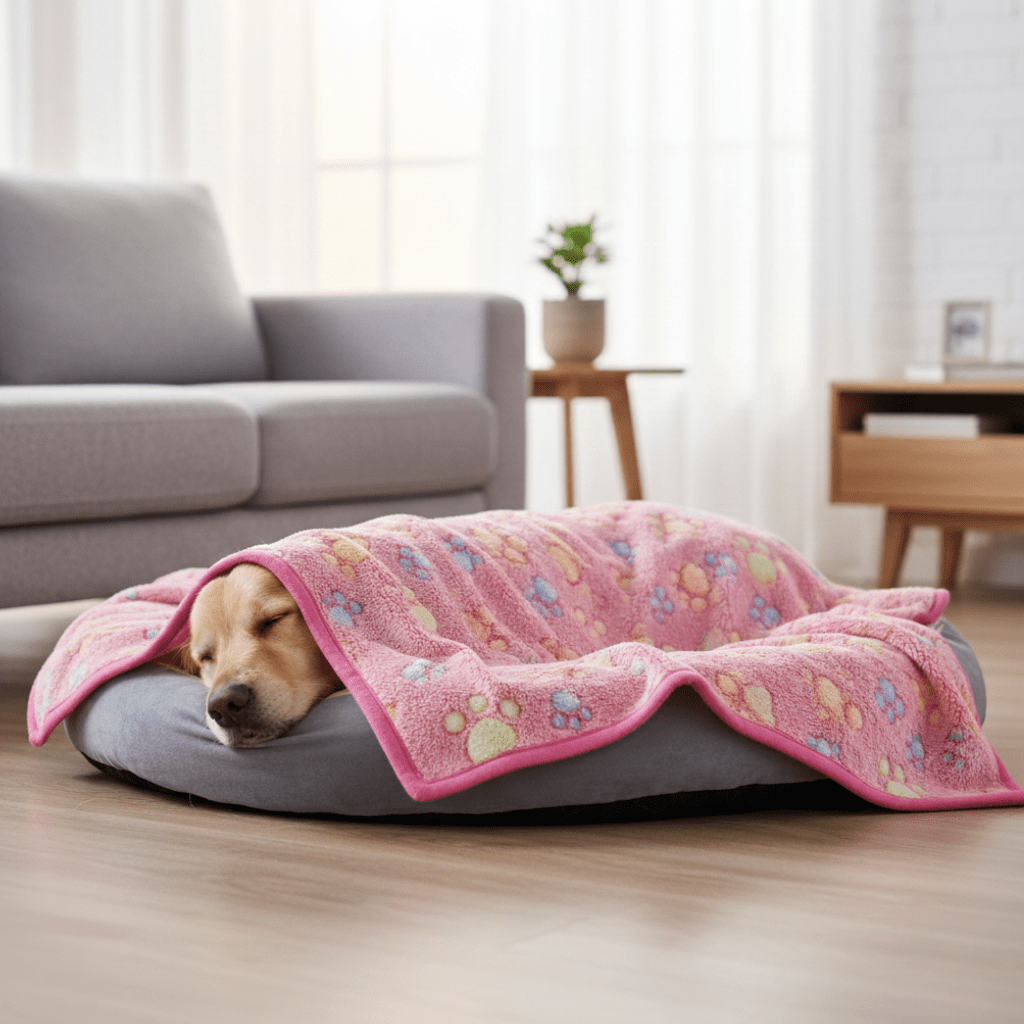 PawEase Plush Flannel Pet Blanket For Dogs And Cats, Cozy Easy Care