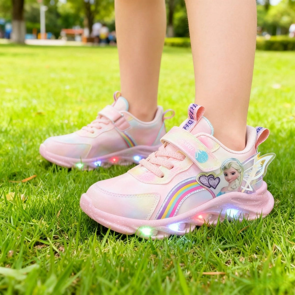 LumaStride Princess LED-sneakers til børn med sikkert greb og lys
