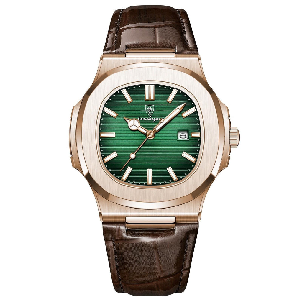 Royale rosaguld 41 mm kvarts armbåndsur med læderrem