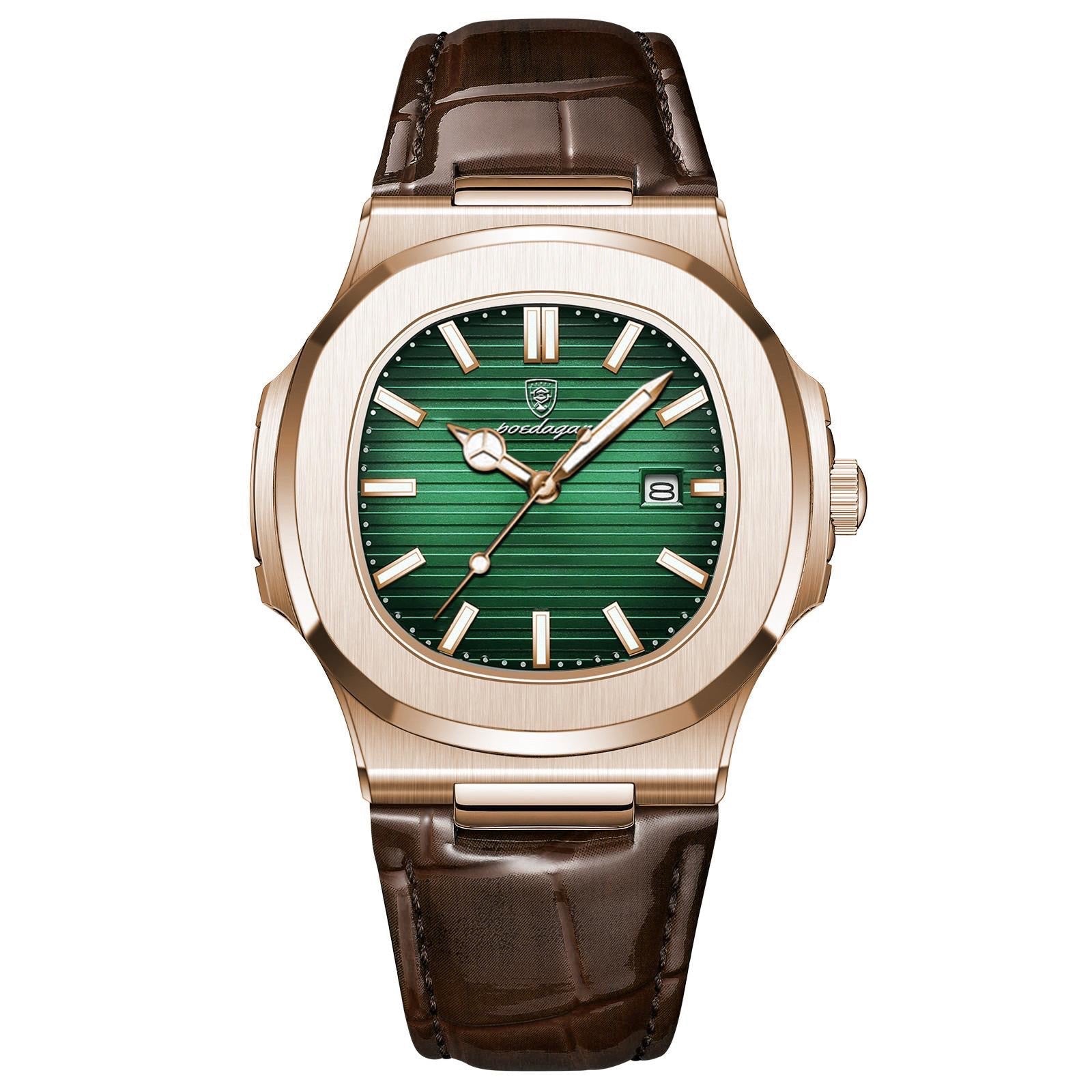 Royale rosaguld 41 mm kvarts armbåndsur med læderrem