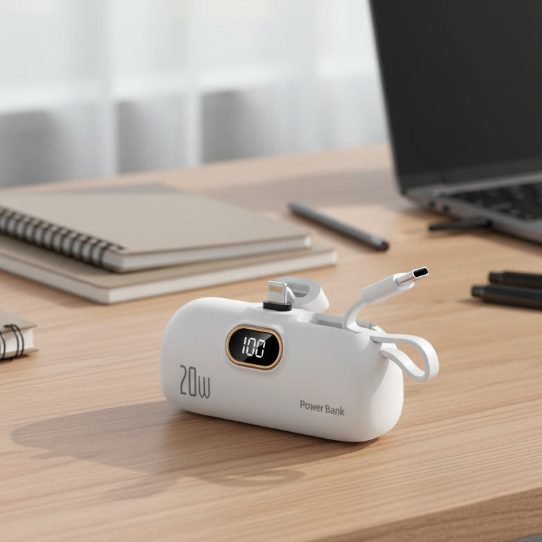 VoltPulse Mini Power Bank Rápido de 22,5W para Uso em Movimento