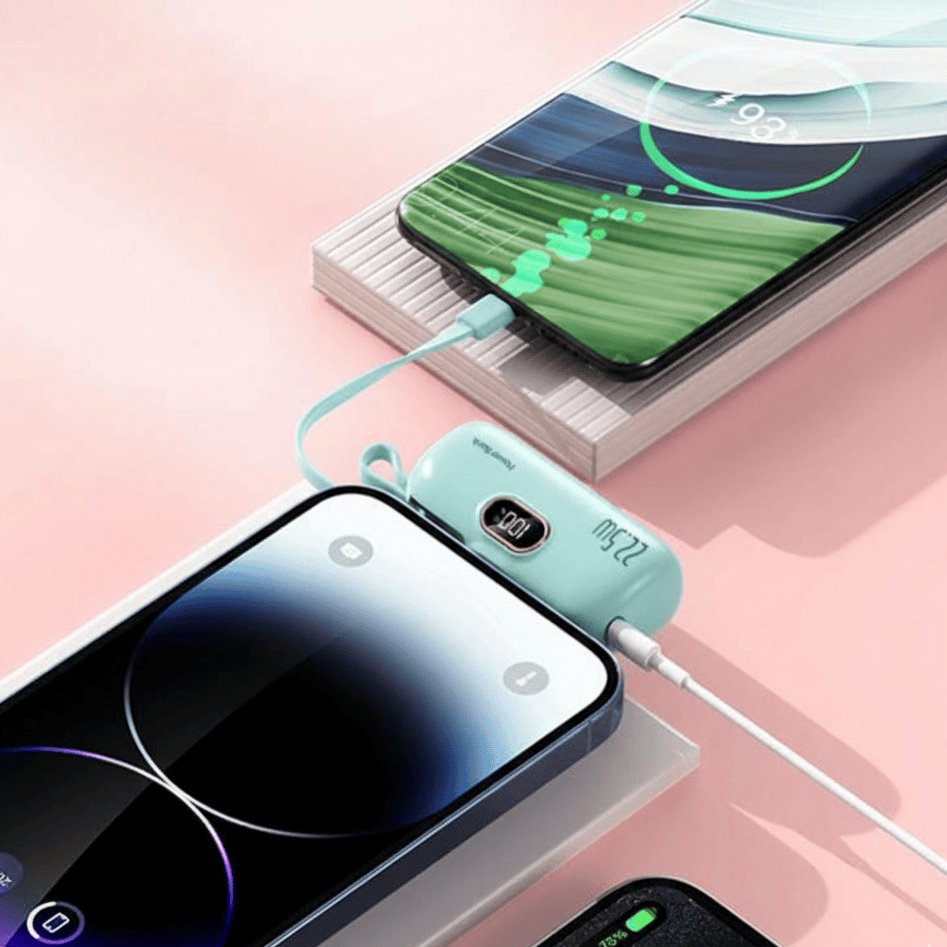 VoltPulse Mini Power Bank Rápido de 22,5W para Uso em Movimento