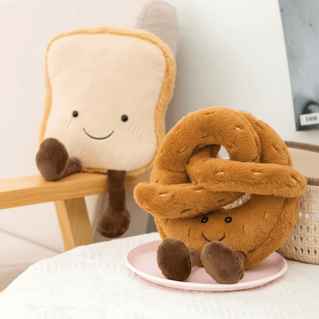 Pretzel Croissant Myk Kosedyr fra CozyNest Plush Co Ultra Myk Klem for Alle Aldre