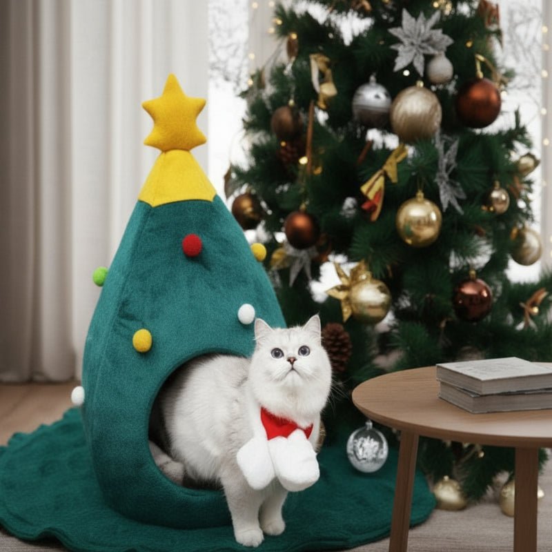Cuccia per Gatti Albero di Natale WhiskerHaven Accogliente Calda Rifugio Invernale
