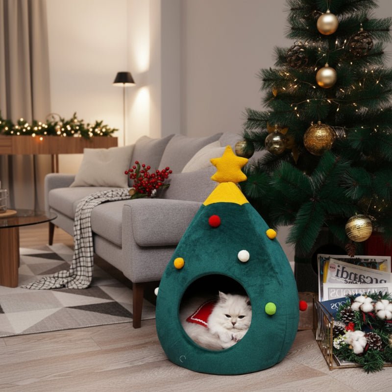 WhiskerHaven juletre kattehule koselig varm vinterhule