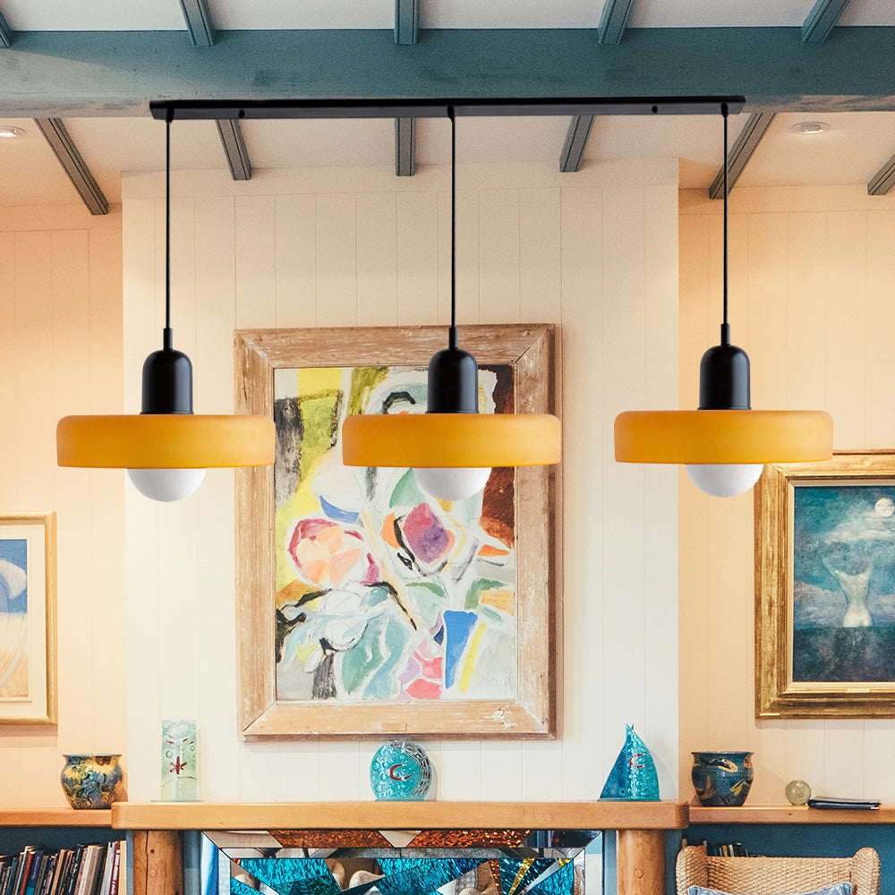 Taklampe med tre glasskjerm | Varm aksentlysning