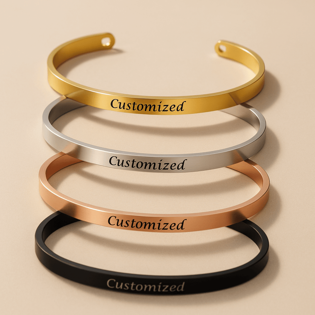 Bracciale in acciaio inossidabile inciso AureaLink stile personalizzato per donna