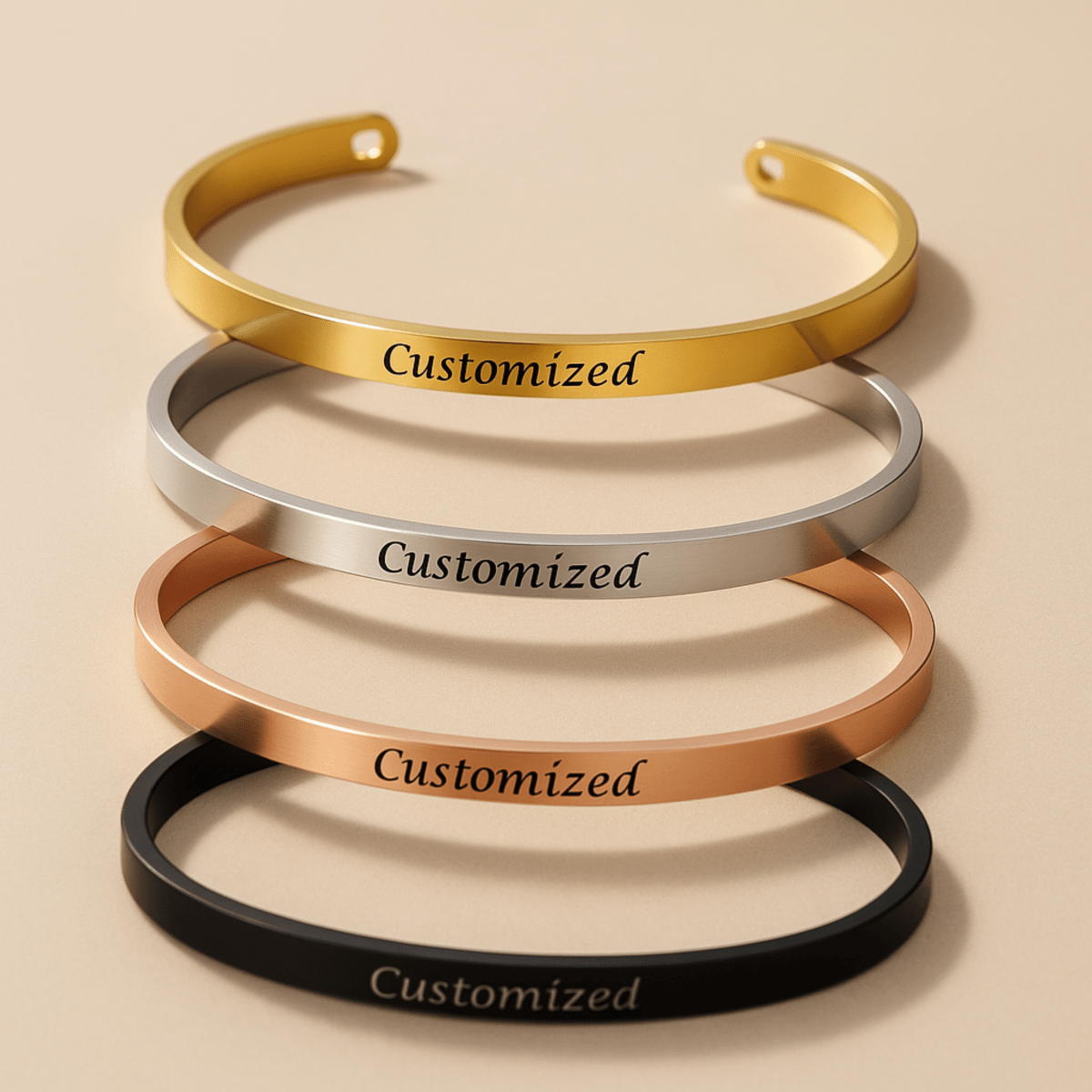 Bracciale in acciaio inossidabile inciso AureaLink stile personalizzato per donna