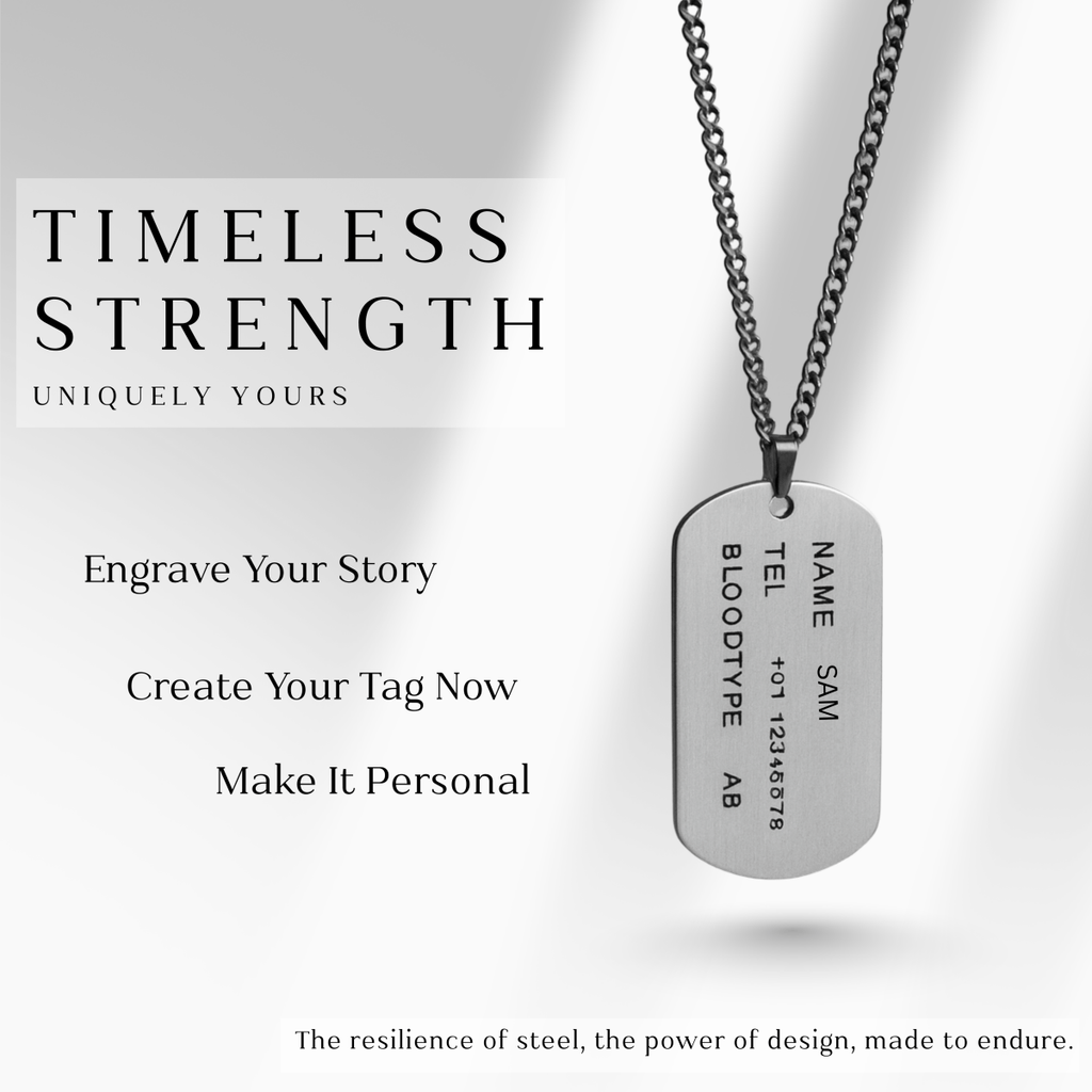 NovaForge Stainless Steel Dog Tag Necklace Engraved For Men Durable Waterproof