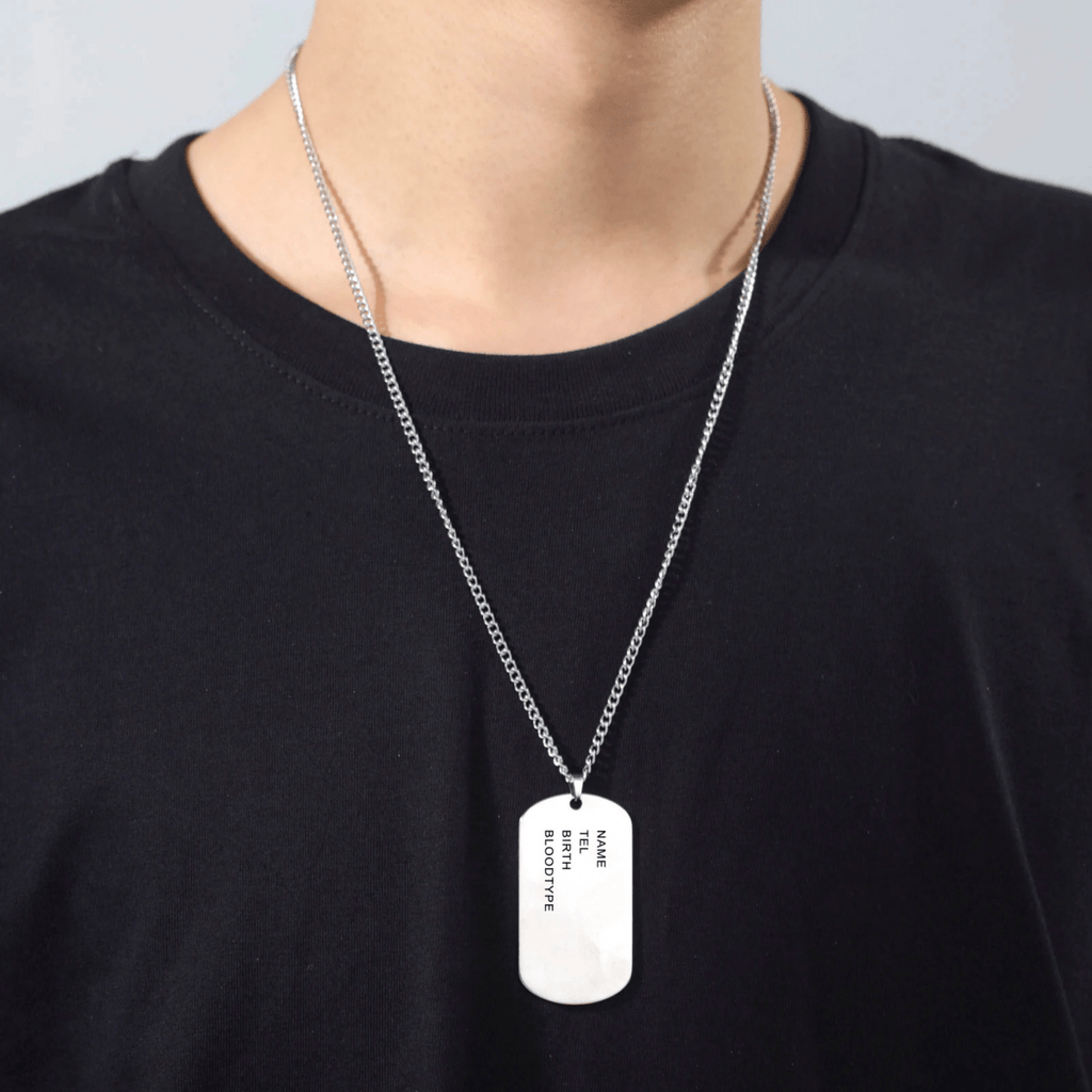 NovaForge Stainless Steel Dog Tag Necklace Engraved For Men Durable Waterproof