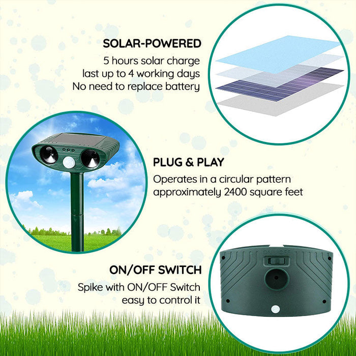 Repelente de Pragas Animais Solar com Infravermelhos