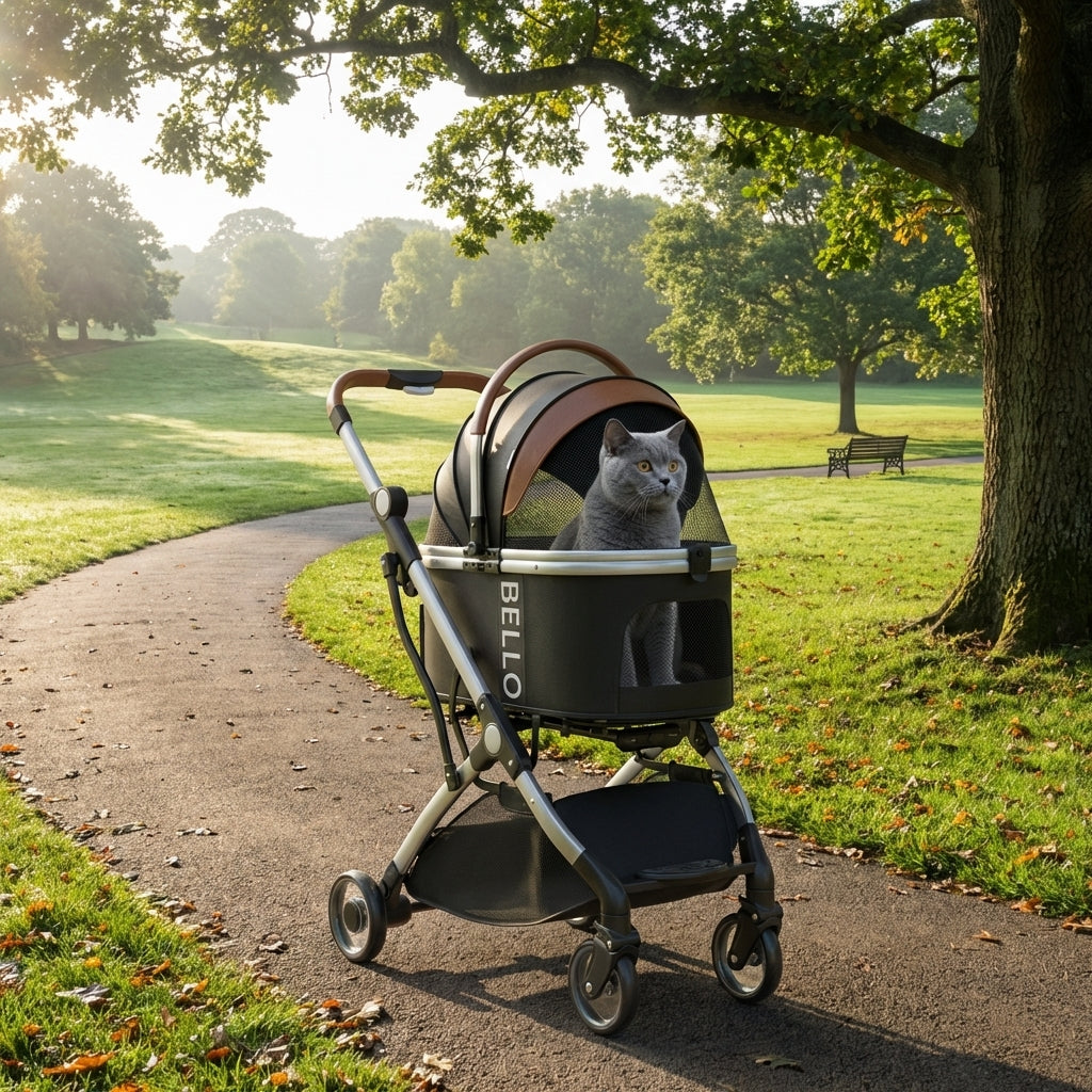 Haubenloser Haustier-Kinderwagen mit abnehmbarem Träger und wasserdicht bis 15 kg