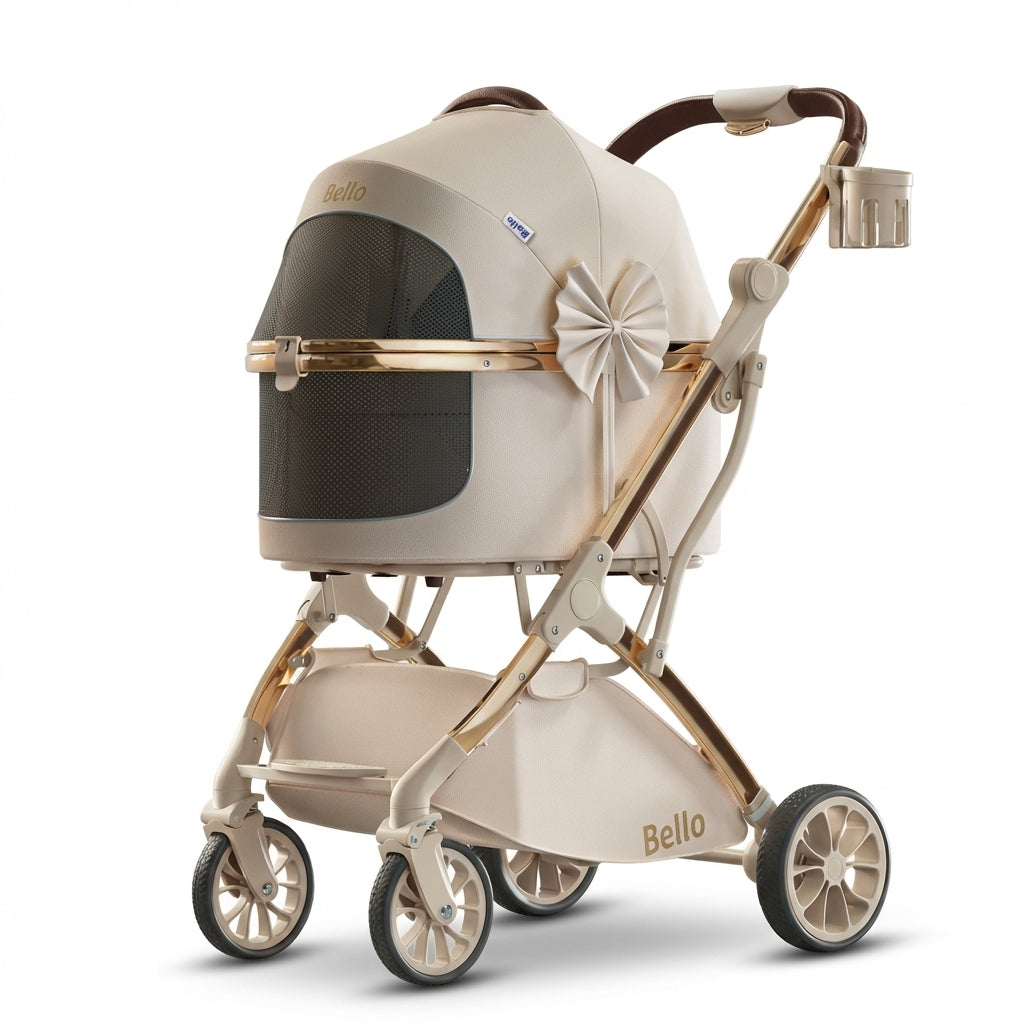 Haubenloser Haustier-Kinderwagen mit abnehmbarem Träger und wasserdicht bis 15 kg